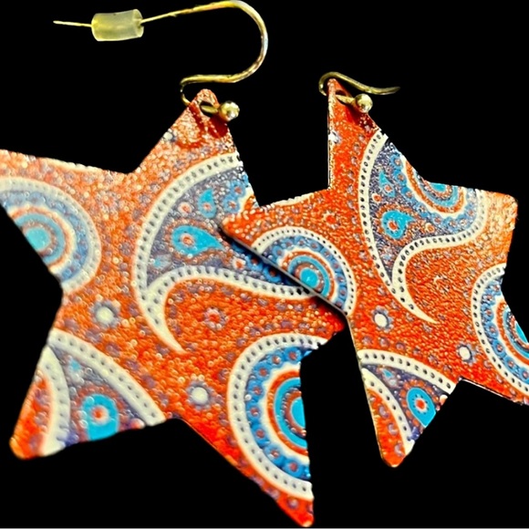 Jewelry - Red White andBlue Paisley Star Earrings